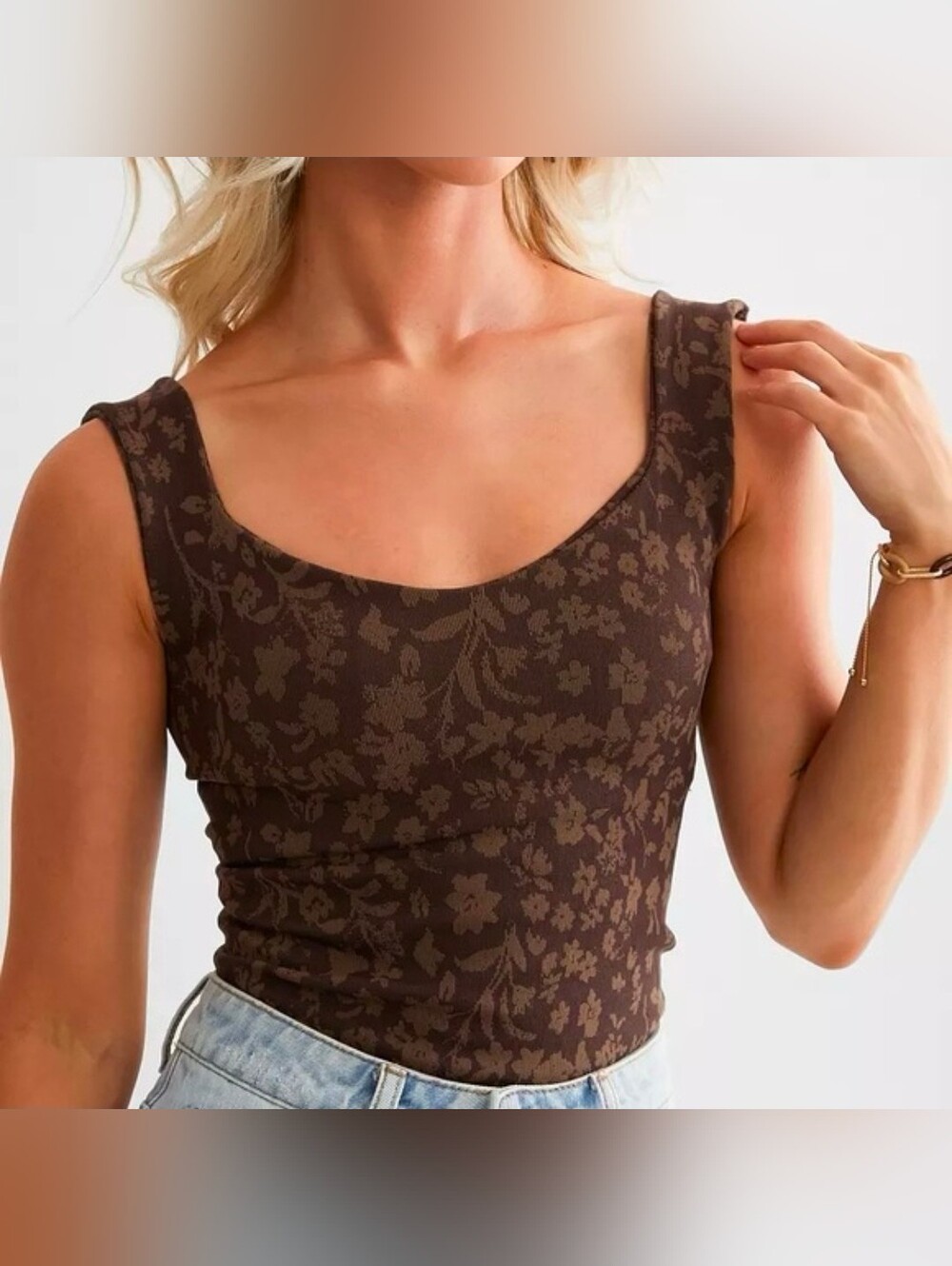 Printed Clean Lines Bodysuit - Sleeveless - Picture 3 of 5